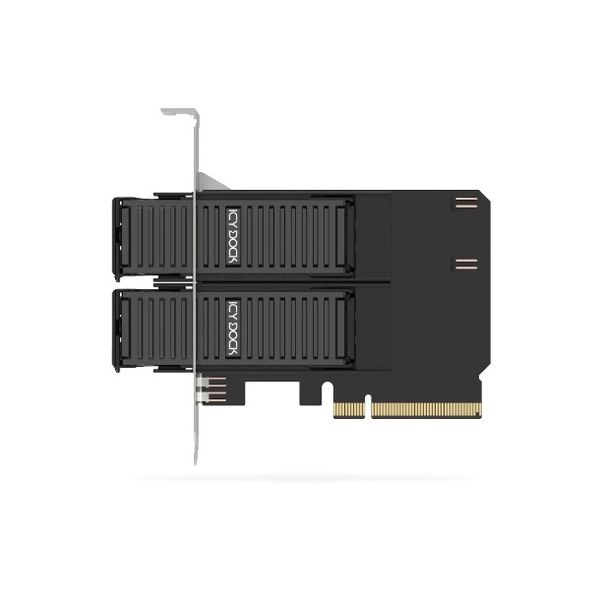 Icy Dock PCIe 4.0 x8 Dual M.2 NVMe SSD Adapter Card Tray Mobile Rack