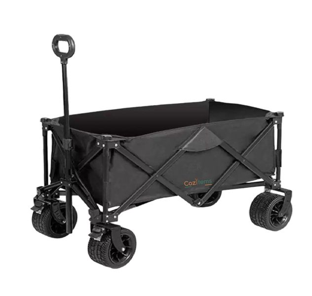 Quad-Folding Camping Cart Wagon, All-Terrain Wheels with Brakes, 150KG Load