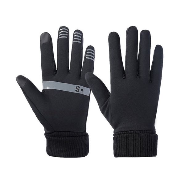 Running Gloves Touch Black Stripe Sleek Large