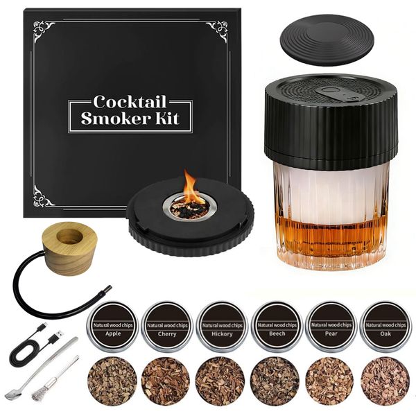 Whiskey Smoker Kit, Electric Cocktail Smoker Kit with Wood Chips for Men