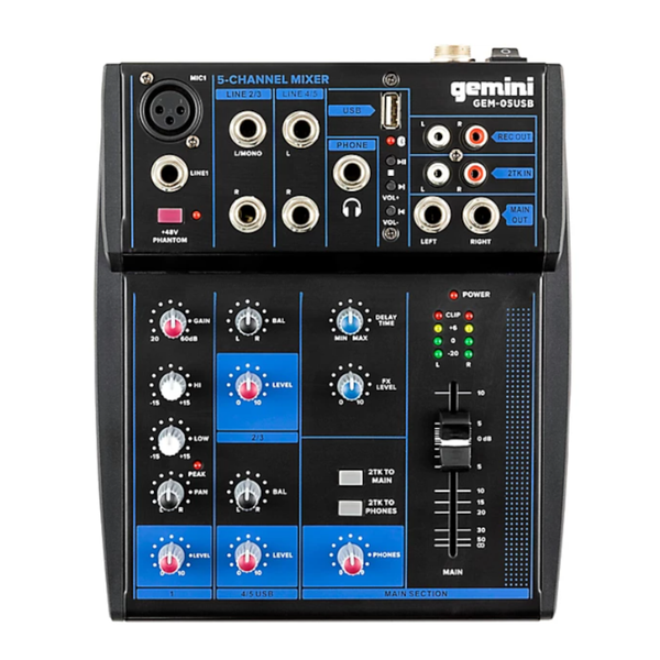Gemini GEM-05USB Professional 5-Channel Bluetooth Audio Mixer USB