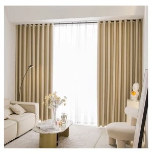 DOT Readymade 100% Silky Blackout Eyelet Curtain - Beige