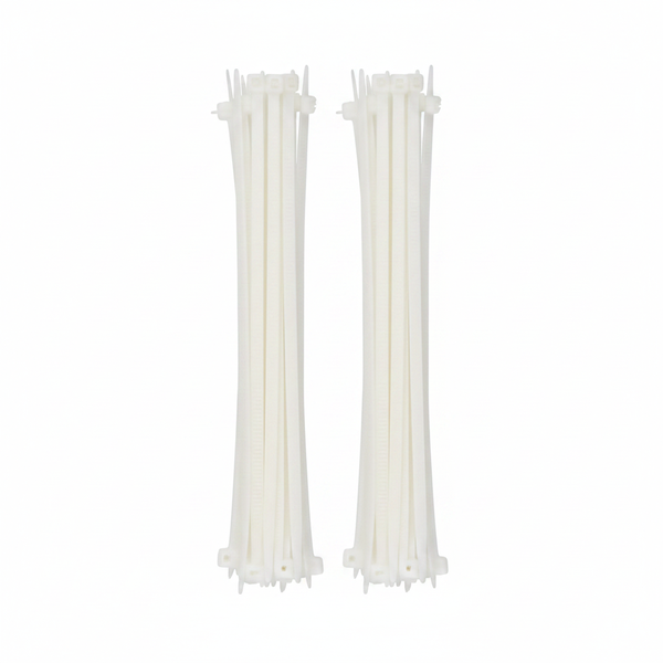 Nexus 100 Piece White Cable Ties 7.6mm x 400mm for Organizing - 2 Pack