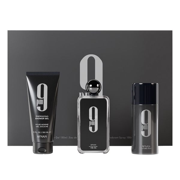 Afnan 9 Pm Black 3piece Gift Set 100ml Edp + 150ml Deo + 150ml Shower Gel