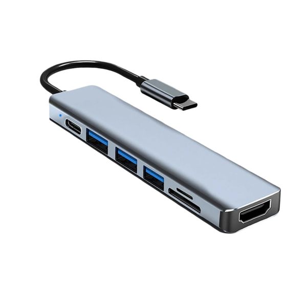 7-in-1 USB C Hub Docking Station with HDMI 4K Adapter for PC Laptop