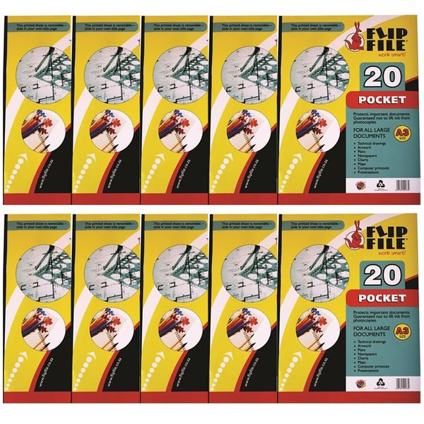 Flip File 20 Pocket Display Book - A3 (Pack of 5)