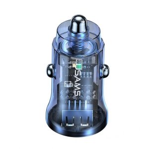 USAMS CC162 15W Transparent Dual USB A+A Mini Car Charger