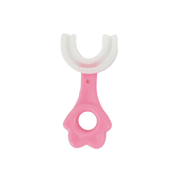 2 Pack Baby /Kids U Shaped Silicone Toothbrush Set - Pink &amp; Blue