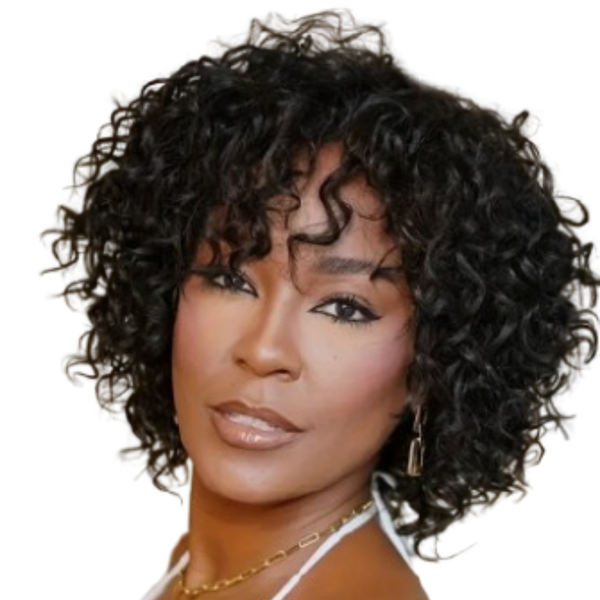 Brazilain Hair Fringe Wig, Water Wave Curly Fringe Wig.
