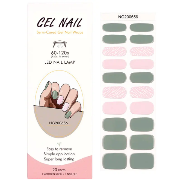 UV/LED Semi Cured Gel Nail Wraps 656
