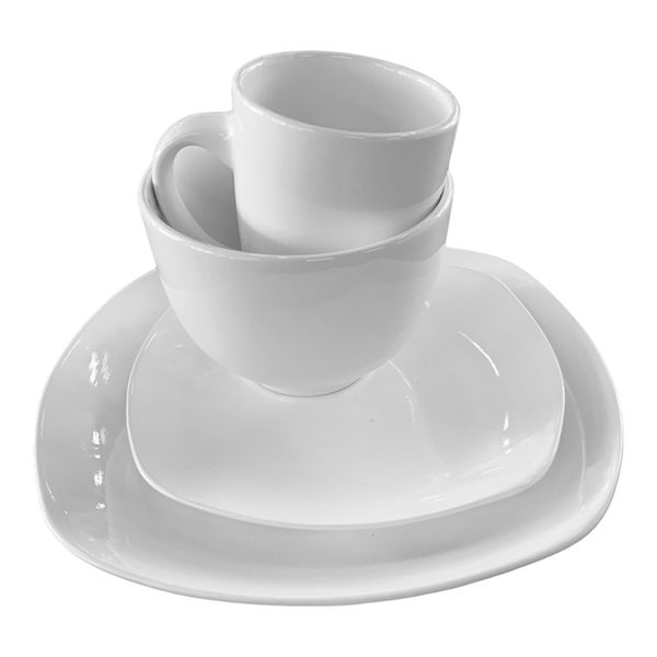 Dinner set 16 Piece White Porcelain Design D