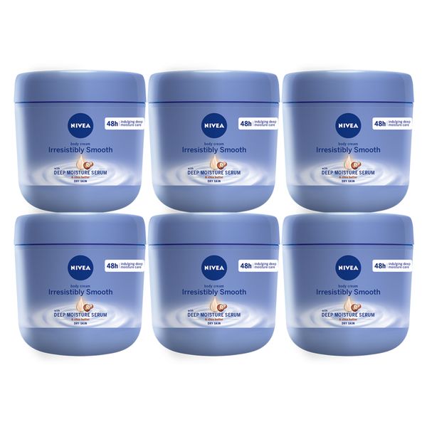 NIVEA Irresistibly Smooth Body Cream with Deep Moisture Serum, 6x400ml