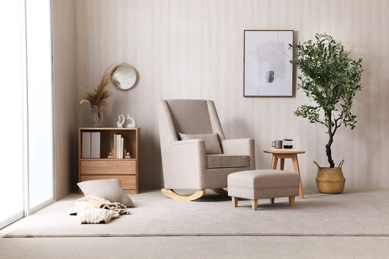George &amp; Mason Baby - Waterproof &amp; Easy Clean Rocking Chair with Foot Stool &amp; Pillow