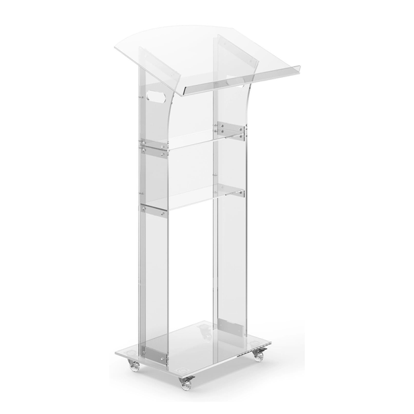 Acrylic Podium Pulpit Clear with Wheels for Classroom Church,60X45X120cm