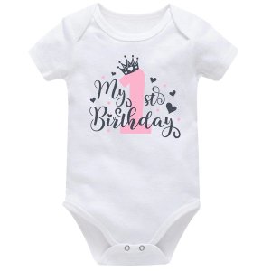 My 1st Birthday Crown Baby Vest Bodysuit Onesie Short Sleeve