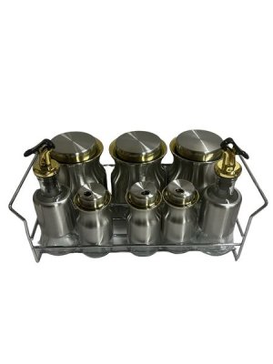 8 Piece Glass Canister Food Storage Oil Bottle &amp; Spice Canister