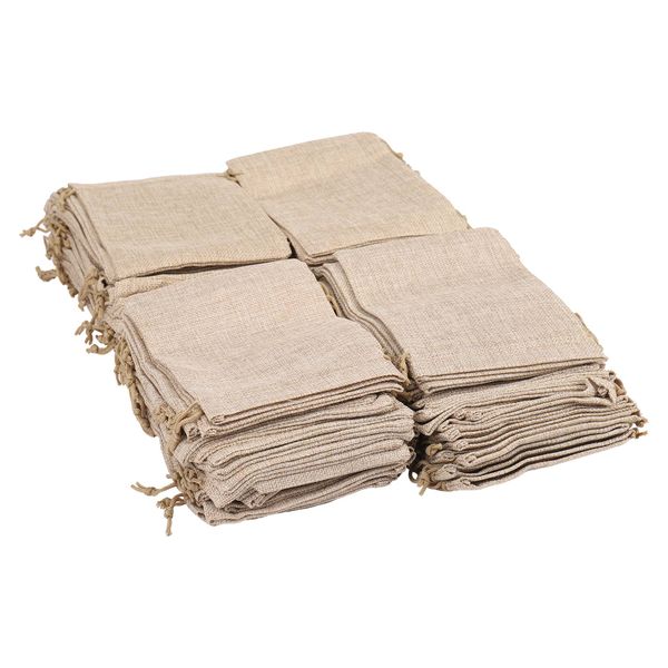 100pcs Burlap Packing Pouches Drawstring Bags 13x18cm Gift Bag