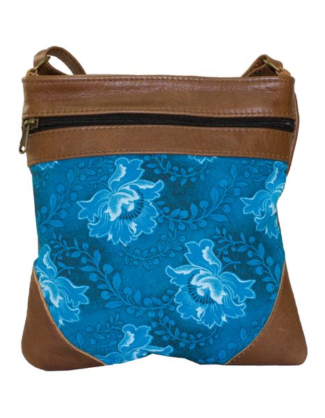 Luvsa LS-SEN01 Shweshwe Fabric &amp; Genuine Leather Ladies Sling Bag