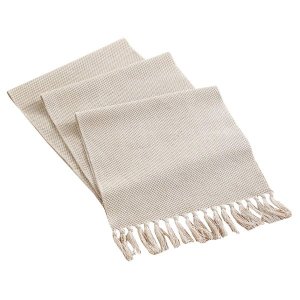 Cotton Linen Fringe Table Runner,Decorative Table Runners, 13X70Inch