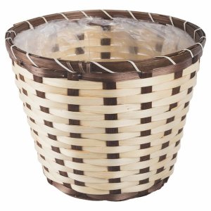 Woven Bamboo Planter - Dark Brown &amp; Beige