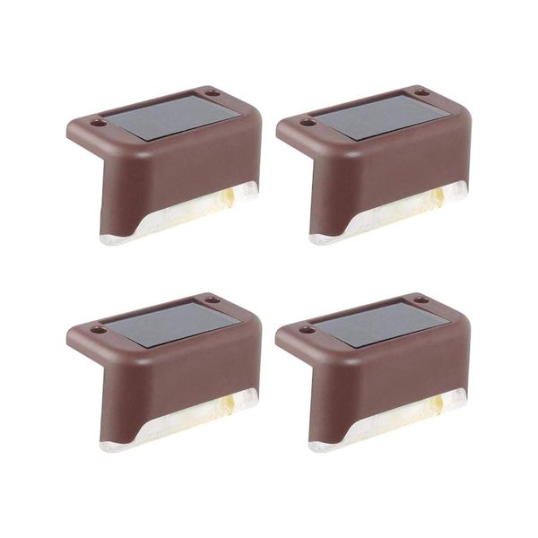Waterproof Solar-Powered Warm Yellow Step Lights With Optical Control-Black