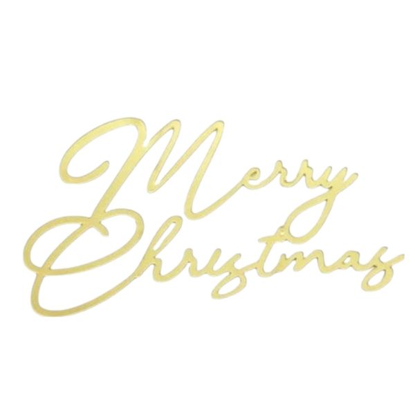 Elegant Merry Christmas Acrylic Glitter Cake Topper - Gold