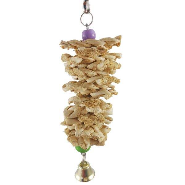 Parrot Toys Natural Wooden Grass Chewing Bite Hanging Cage Bell Swing Toys.