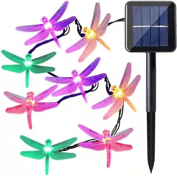 Dragonfly Solar String Lights Outdoor 23FT 50 LED Waterproof