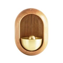 Vintage Japanese Wooden Door Bell - Suction Mount with Copper &amp; Metal