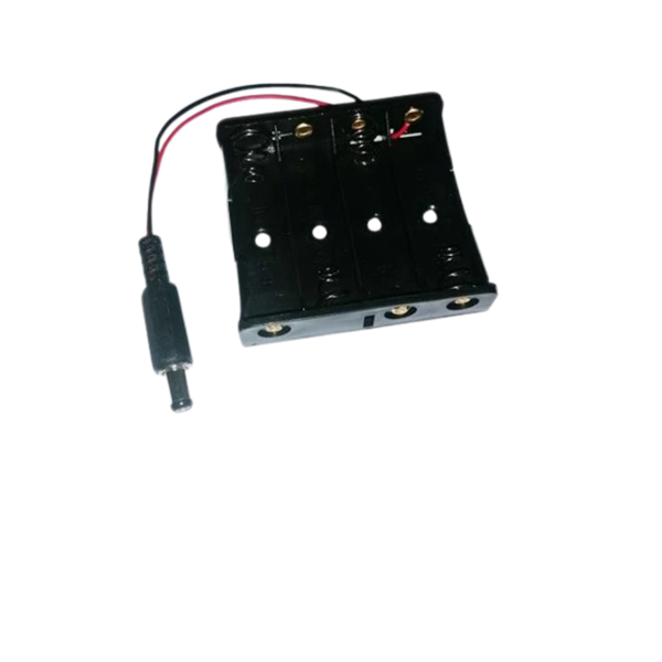 UM3X4 FLAT - 4 x AA Flat Battery Holder with DC Plug Connector
