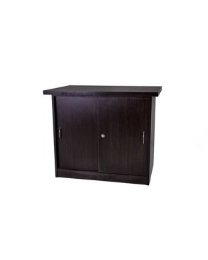 Sliding Door Credenza Cabinet with lock, 1 filing shelf, Burgundy