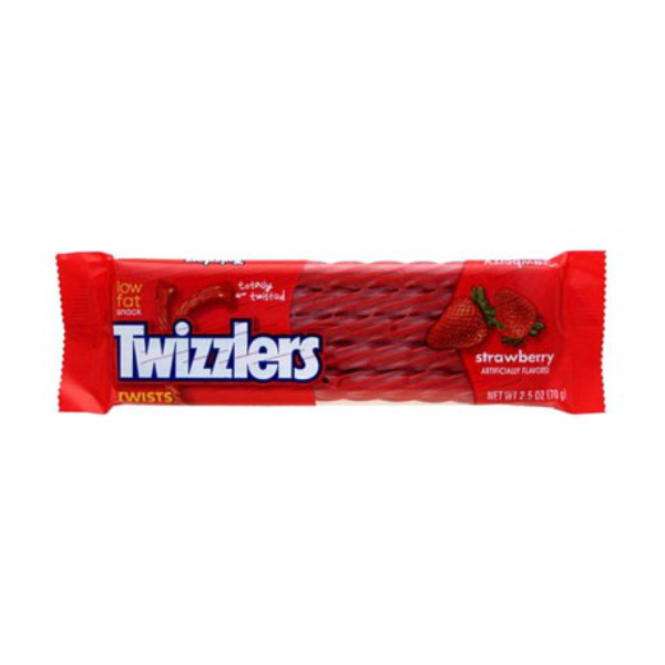 TWIZZLERS Twists Strawberry Flavored Sweets Low Fat Chewy Snack (70g) x 2