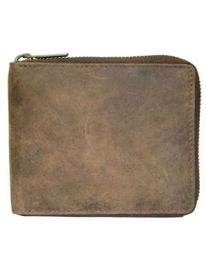 Luvsa LV-13H1 Full Grain Genuine Leather Mens Card Holder Zip Around Wallet