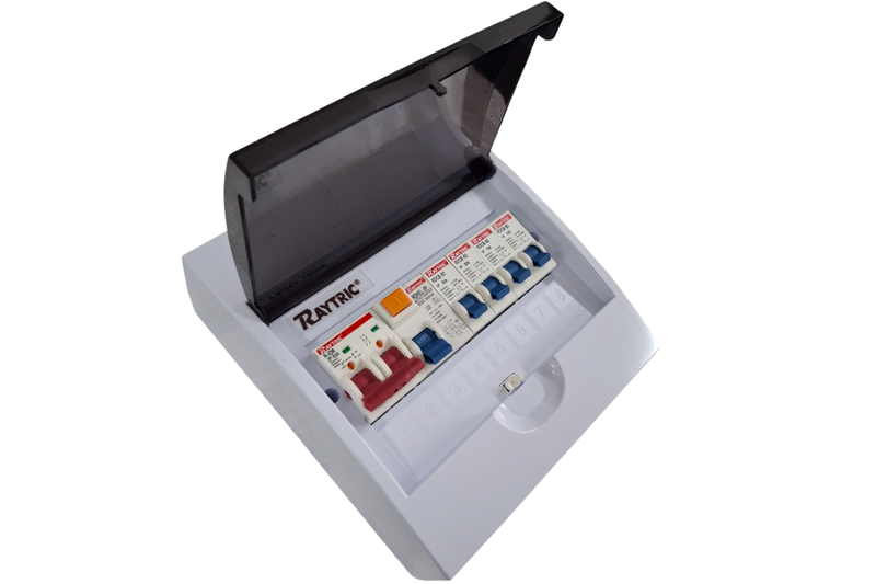 Raytric 8-Way DIN Populated Surface PVC Distribution Board Box
