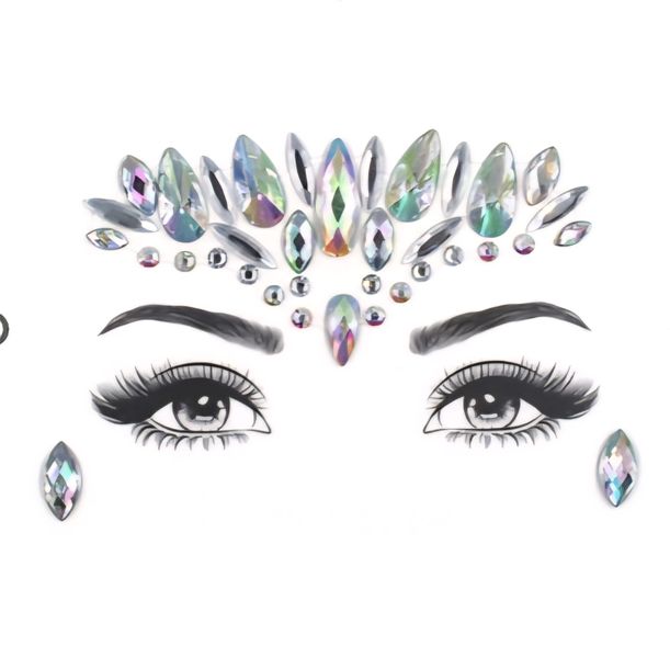 Colorful Rhinestone Forehead Eyebrows Face Stickers Women Beauty Party