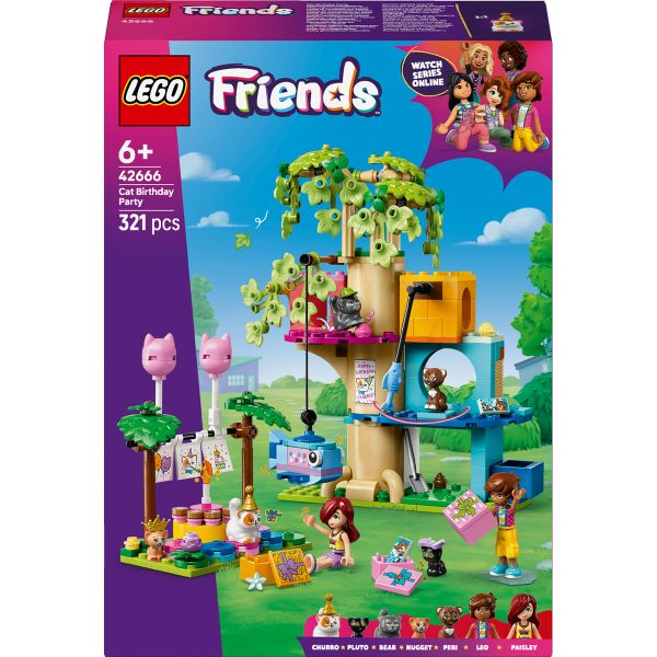 LEGO® Friends Cat Birthday Party &amp; Tree House Building Kit Toy 42666