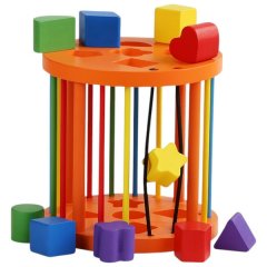 Baby Roller Toy With Wooden Block Shapes - Multicolor