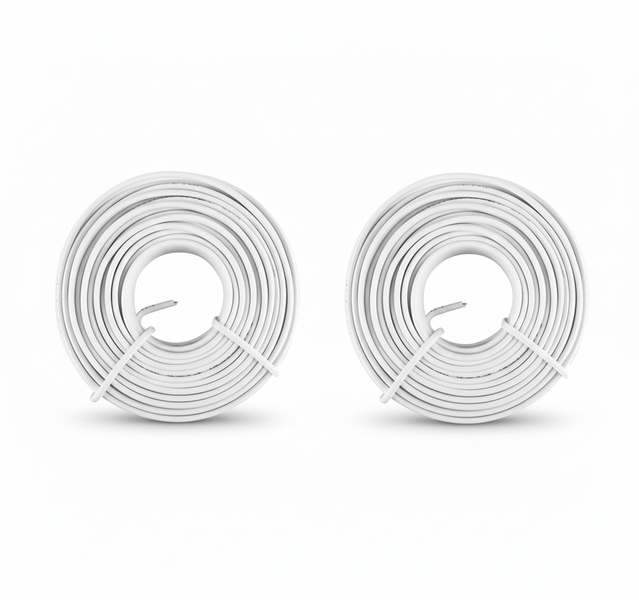 Zenith 10m Speaker Wire 0.5mm White Audio Cable for Home Theatre - 2 Pack