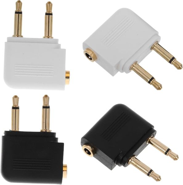 4pcs Plated Headphone Adapter Double Headphone Jack Adapter Airplane Audio