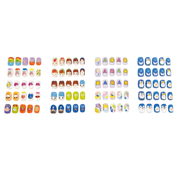 4-Pack (24Pcs) Kids Artificial Nails Mixed Designs Set