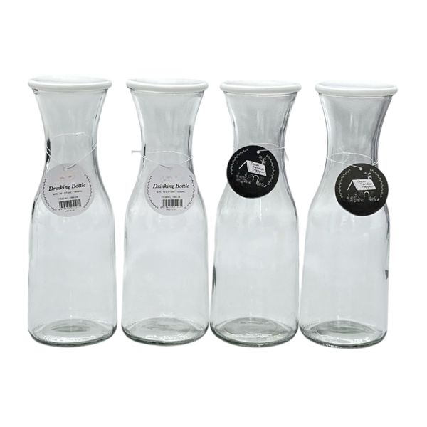 Glass Juice Bottle 1L - 4 Piece
