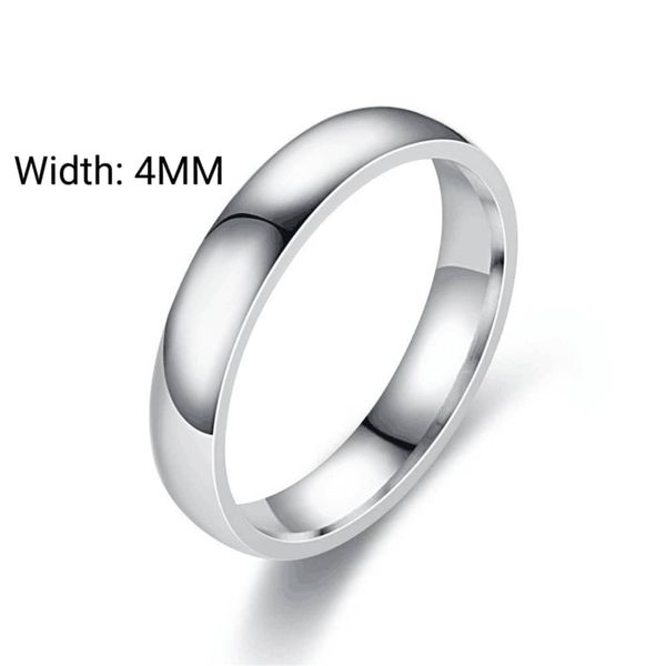 Men's Women's Simple SILVER Stainless Steel Ring 4mm BAND