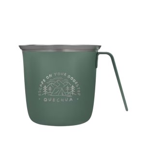 Quechua 0.3L Stainless Steel Cup 500 for Camping &amp; Hiking - Green