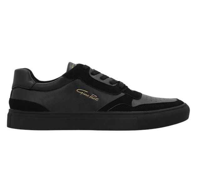 Gino Paoli Mens Pure Black Finn Lace Up Sneakers