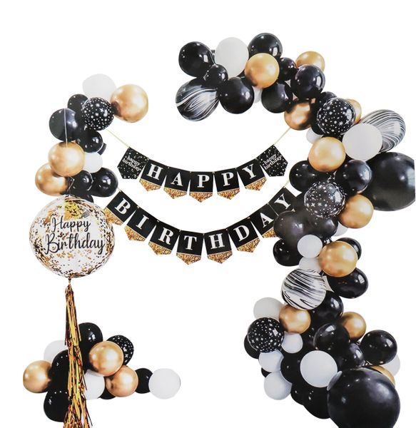 Elegant Black Theme Birthday Party Decorations Kit 0391 - 78PCS
