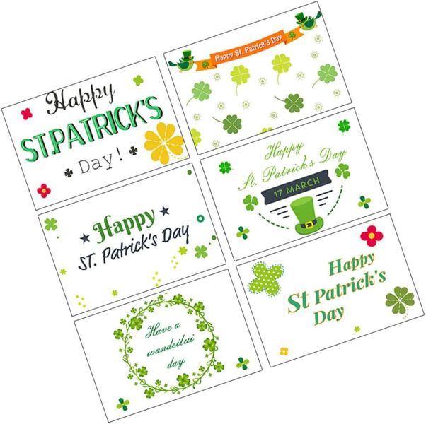 1set Patrick's Day Greeting Cards Envelopes Assorted Message Cards for Fun