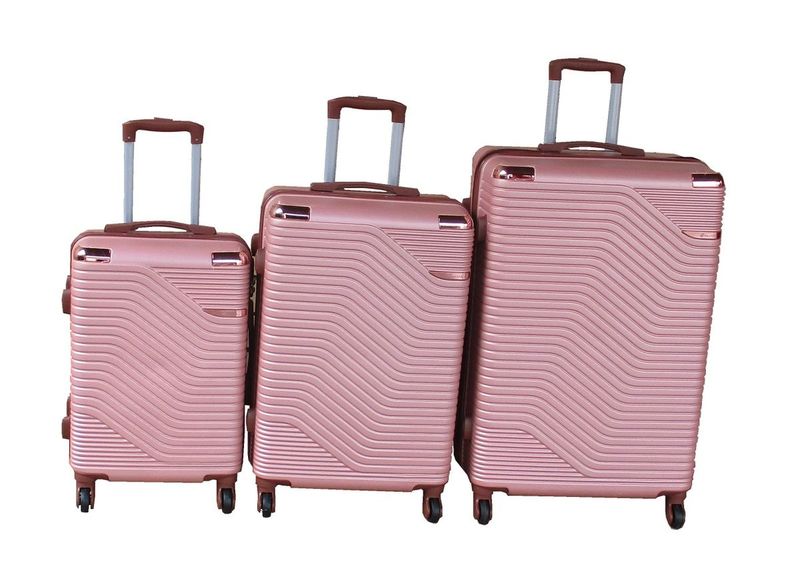 ABS Hardside Spinner Luggage Set with 360 Wheels and Handle - Rose Gold - 3-Piece