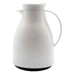 Regent Vacuum Thermal Jug With Glass Liner White With Black Button 1Ltr