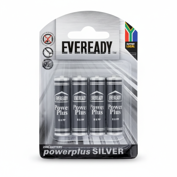 Eveready Powerplus Silver Zinc AA Batteries 4 Piece