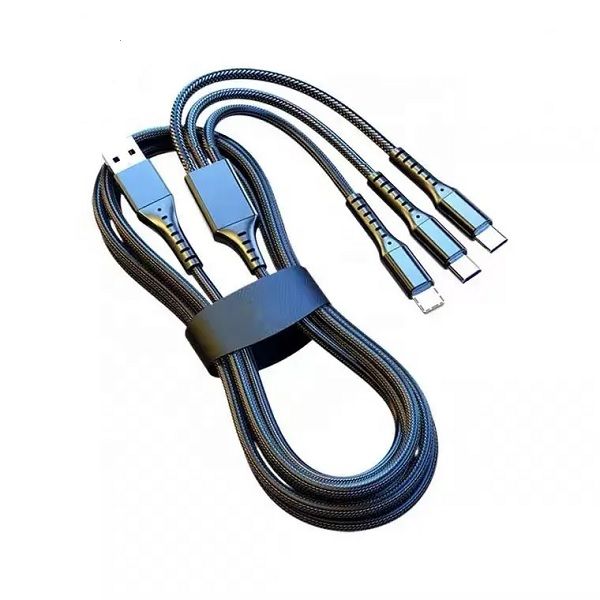 Cell Phone Charger Cable 5A 3 In 1 Micro USB Type C 66W - Black